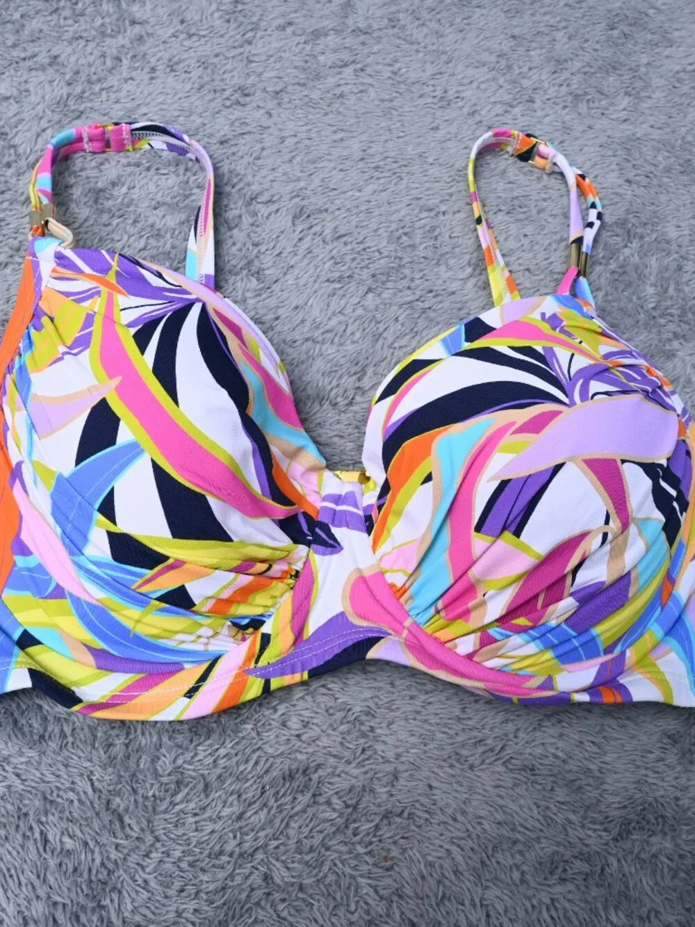 Bleu by Rod Beattie Women's Colorful Over-The-Shoulder Bikini Top Size 34DD NWTS - Picture 6 of 6
